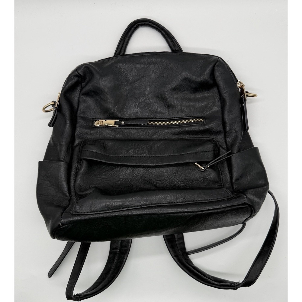 Jen & Co. Black Backpack Handbag‎ Vegan Leather Black